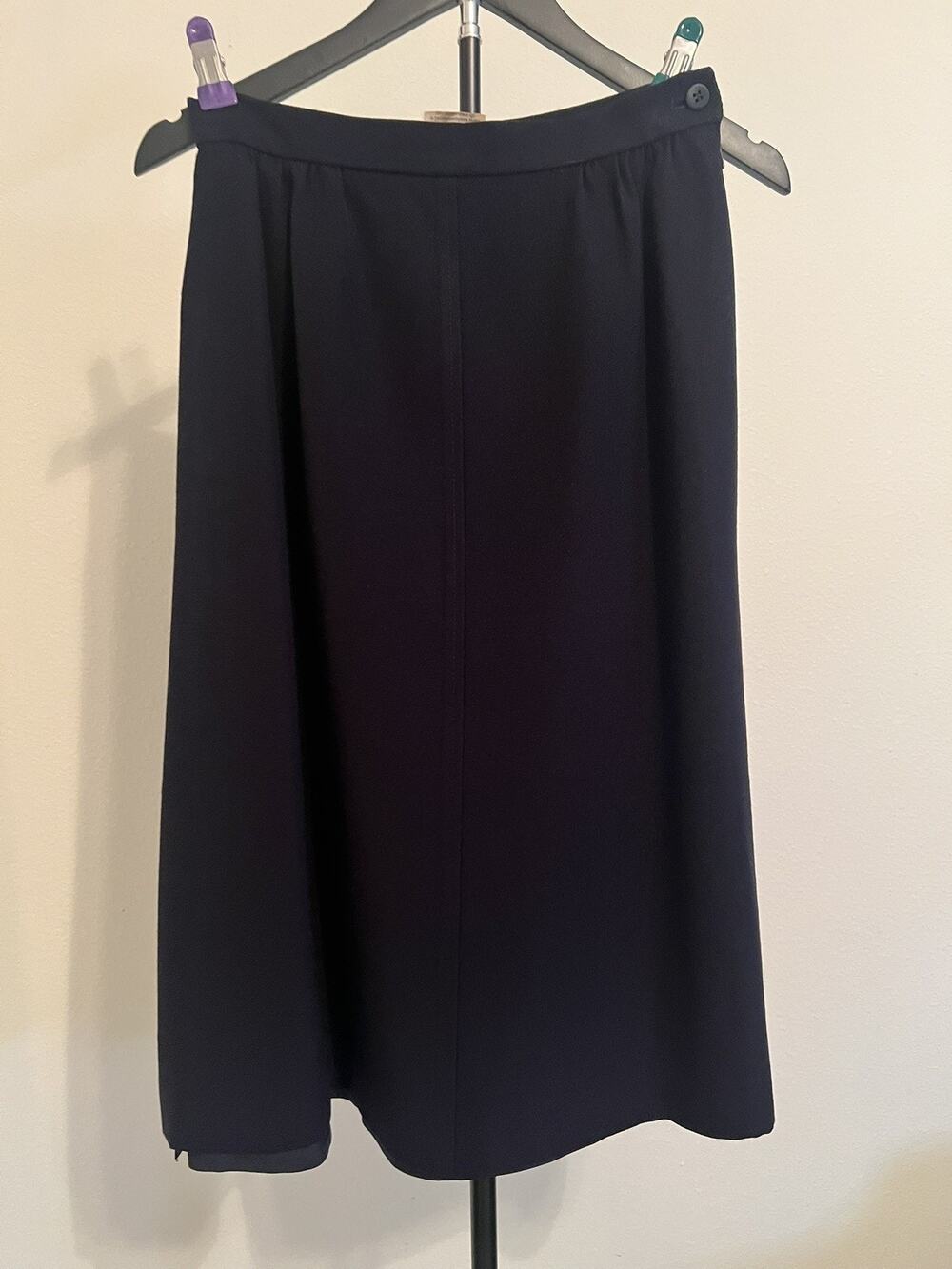 Vintage Jaeger Black 100% Wool Midi Skirt Made in Great Britain Women's Sz 12